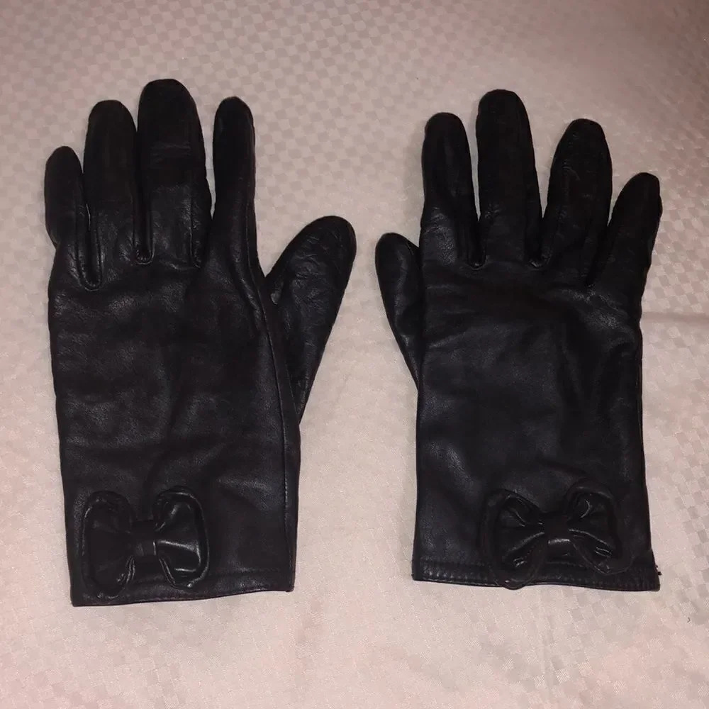 Women’s Vintage genuine leather bow gloves elegant classy luxe